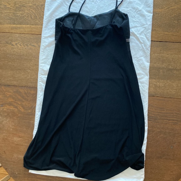 Black Spaghetti Strap Mini Dress with White polka dot belt size Juniors Large - Picture 3 of 4